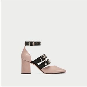 Zara Leather Court Heels with Buckles